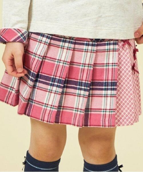 KP / ケーピー ショート・ハーフ・半端丈パンツ | KP チェックプリーツリボン付きスカパン(90～160) | 詳細12