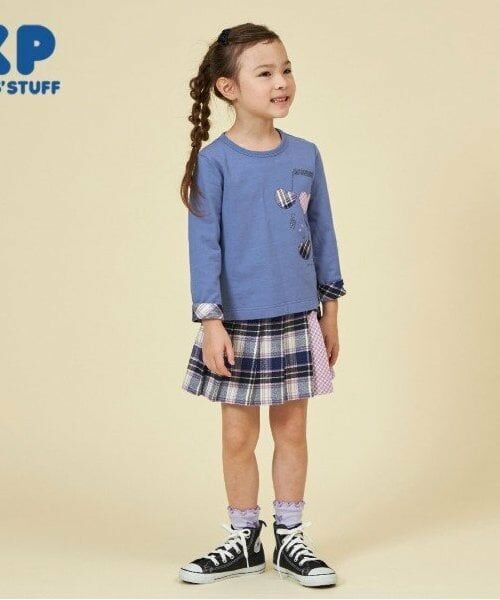 KP / ケーピー ショート・ハーフ・半端丈パンツ | KP チェックプリーツリボン付きスカパン(90～160)（紺）