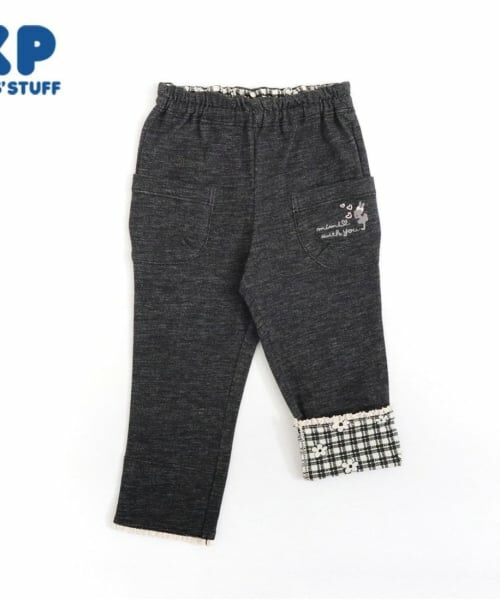 KP / ケーピー その他パンツ | KP 裾折り返しデニム風ニットツイルパンツ(80～90)（黒）