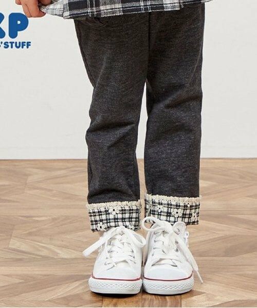 KP / ケーピー その他パンツ | KP 裾折り返しデニム風ニットツイルパンツ(100～160)（黒）