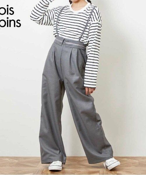 KP / ケーピー その他パンツ | troislapins サスペンダー付きワイドパンツ(140~160)(グレー)