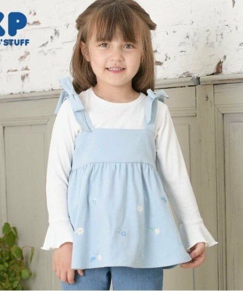 KP / ケーピー その他トップス | KP 肩リボンビスチェ&長袖Tシャツセット(110～150)（ブルー）