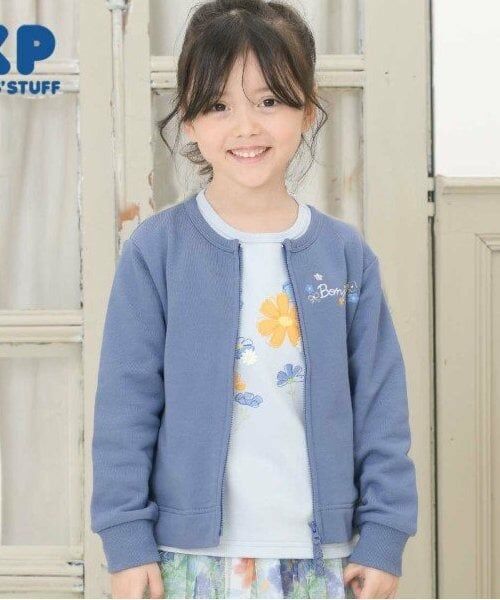 KP / ケーピー カーディガン・ボレロ | KP 後アップリケ裏毛カーディガン(90～150)（ブルー）