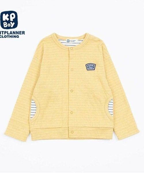 KP / ケーピー カーディガン・ボレロ | KPBOY 接結天竺裏ボーダーカーディガン(80～130)（黄）