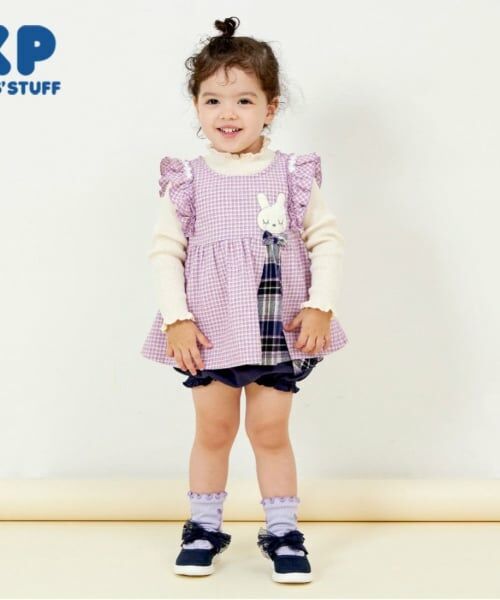 KP / ケーピー ベビー・キッズウエア | KP うさぎチェック半袖ワンピブルマセット(80～100)（ラベンダー）