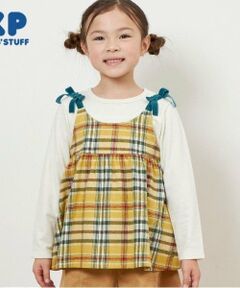 KP / ケーピー Tシャツ | KP チェック肩リボン付ドッキングチュニック(80～150)