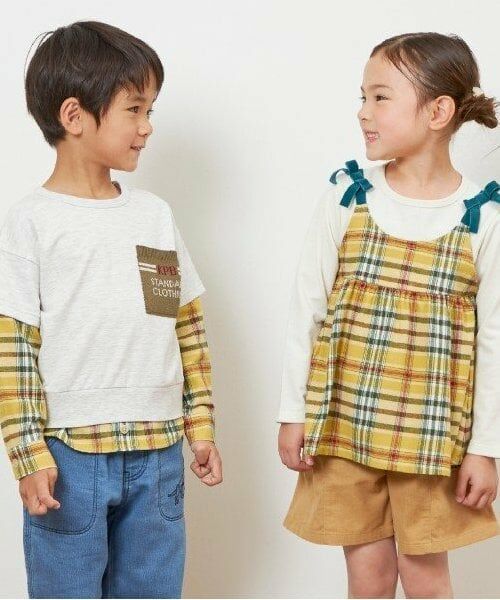 KP / ケーピー Tシャツ | KP チェック肩リボン付ドッキングチュニック(80～150) | 詳細10