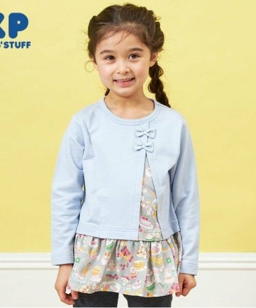 KP / ケーピー スウェット | KP うさぎスイーツ柄切り替え長袖チュニック(80～150)（サックス）