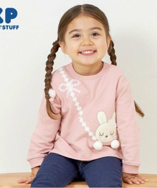 KP / ケーピー スウェット | KP うさぎポシェットモチーフトレーナー(80～120)（ピンク）