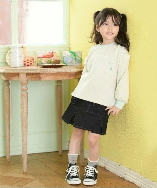 KP / ケーピー スウェット | KP 袖リボンラメボーダートレーナー(100～150) | 詳細1