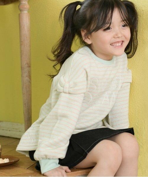 KP / ケーピー スウェット | KP 袖リボンラメボーダートレーナー(100～150) | 詳細2