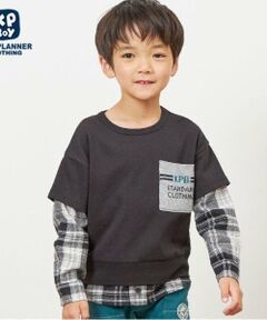 KP / ケーピー スウェット | KPBOY チェックとミニ裏毛のレイヤード風トレーナー(90～160)