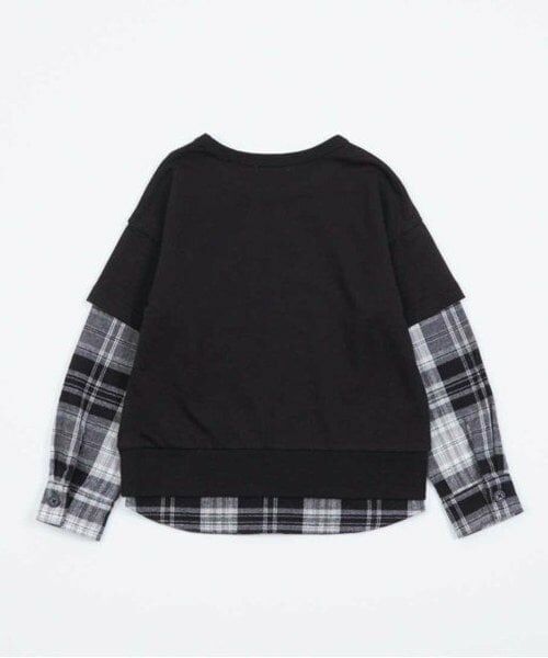 KP / ケーピー スウェット | KPBOY チェックとミニ裏毛のレイヤード風トレーナー(90～160) | 詳細1