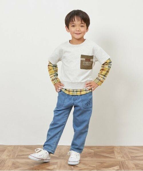 KP / ケーピー スウェット | KPBOY チェックとミニ裏毛のレイヤード風トレーナー(90～160) | 詳細12