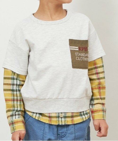 KP / ケーピー スウェット | KPBOY チェックとミニ裏毛のレイヤード風トレーナー(90～160) | 詳細13