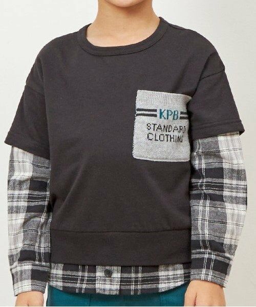KP / ケーピー スウェット | KPBOY チェックとミニ裏毛のレイヤード風トレーナー(90～160) | 詳細8