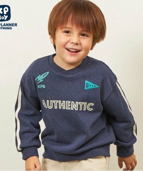 KP / ケーピー スウェット | KPBOY 衿重ね合わせの裏毛トレーナー(110～140)（紺）