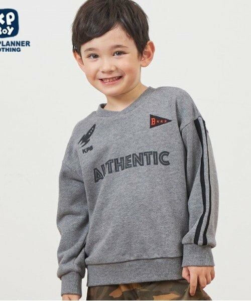 KP / ケーピー スウェット | KPBOY 衿重ね合わせの裏毛トレーナー(110～140)（チャコール）