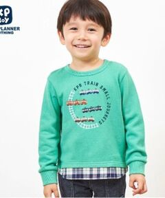 KP / ケーピー スウェット | KPBOY 電車刺しゅうの裾切り替え裏毛トレーナー(80～150)