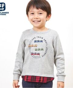 KP / ケーピー スウェット | KPBOY 電車刺しゅうの裾切り替え裏毛トレーナー(80～150)