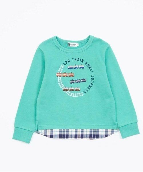 KP / ケーピー スウェット | KPBOY 電車刺しゅうの裾切り替え裏毛トレーナー(80～150) | 詳細1