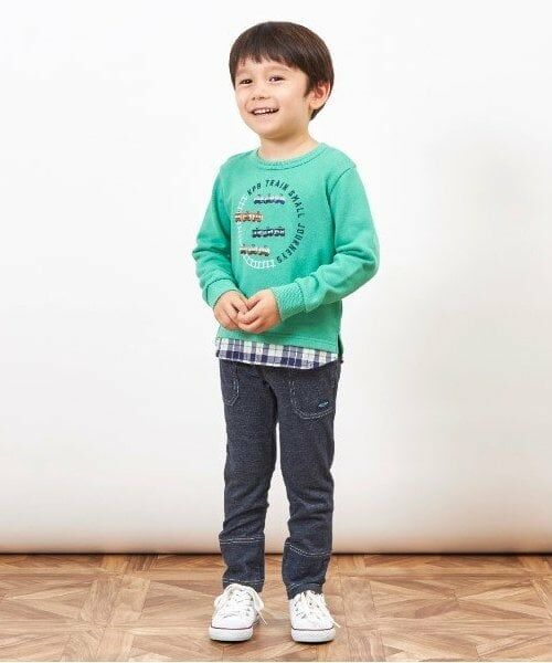 KP / ケーピー スウェット | KPBOY 電車刺しゅうの裾切り替え裏毛トレーナー(80～150) | 詳細11