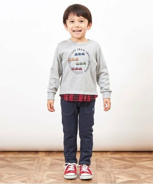 KP / ケーピー スウェット | KPBOY 電車刺しゅうの裾切り替え裏毛トレーナー(80～150) | 詳細14