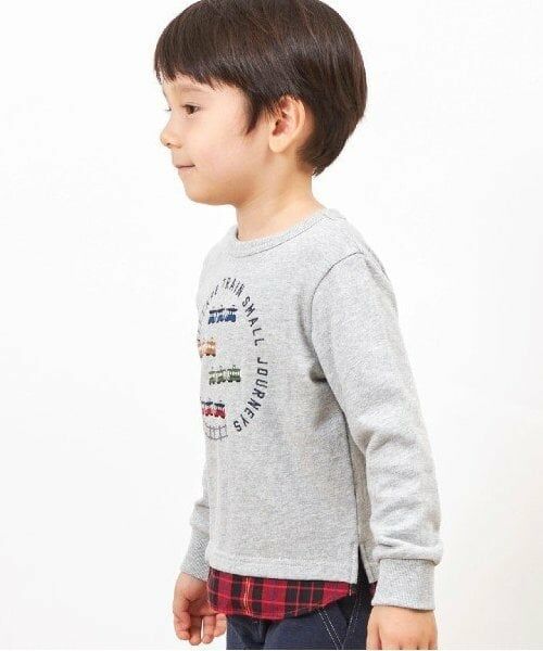 KP / ケーピー スウェット | KPBOY 電車刺しゅうの裾切り替え裏毛トレーナー(80～150) | 詳細16