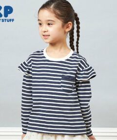 KP / ケーピー Tシャツ | KP 肩フリルボーダー長袖Tシャツ(100～160)