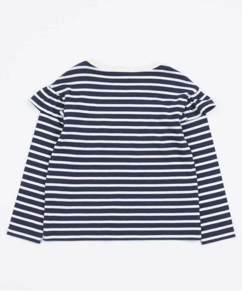 KP / ケーピー Tシャツ | KP 肩フリルボーダー長袖Tシャツ(100～160) | 詳細1