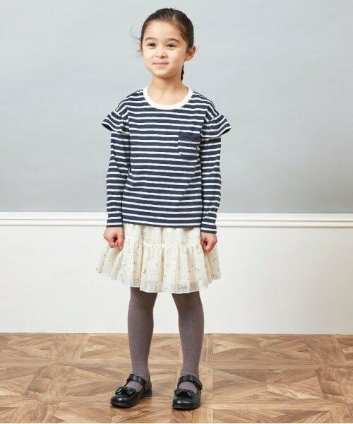 KP / ケーピー Tシャツ | KP 肩フリルボーダー長袖Tシャツ(100～160) | 詳細10
