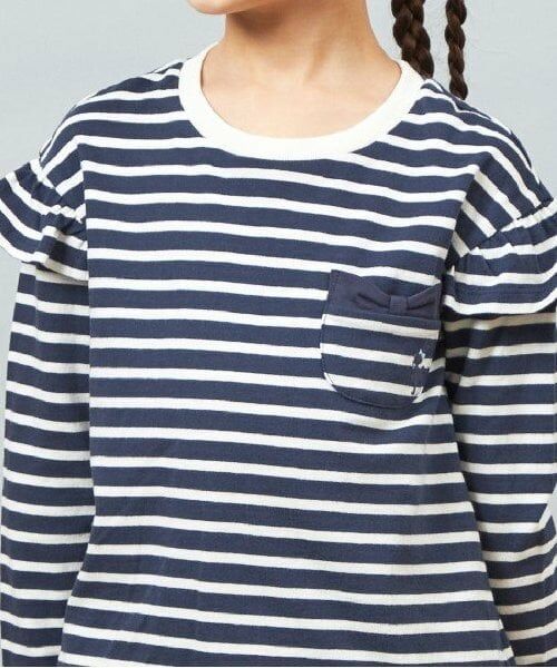KP / ケーピー Tシャツ | KP 肩フリルボーダー長袖Tシャツ(100～160) | 詳細12