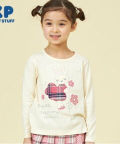 KP / ケーピー Tシャツ | KP うさぎチェックアップリケ長袖Tシャツ(80～140)