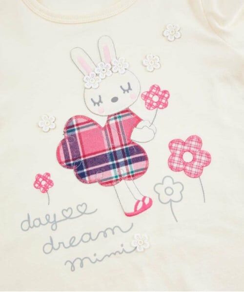 KP / ケーピー Tシャツ | KP うさぎチェックアップリケ長袖Tシャツ(80～140) | 詳細1