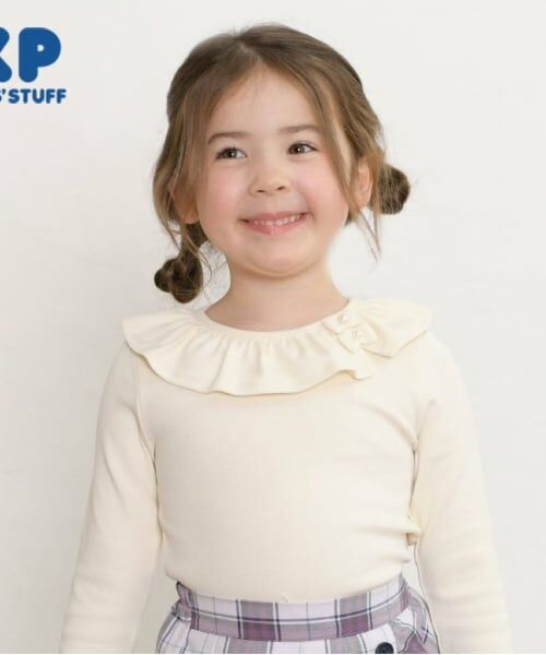 KP / ケーピー Tシャツ | KP フリル襟長袖Tシャツ(80～140)（オフ ホワイト）