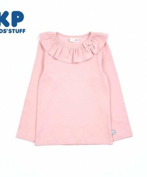 KP / ケーピー Tシャツ | KP フリル襟長袖Tシャツ(80～140)（ピンク）