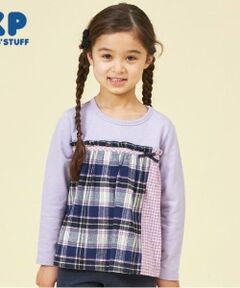 KP / ケーピー Tシャツ | KP チェック切り替えリボン付き長袖Tシャツ(80～150)