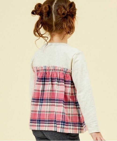 KP / ケーピー Tシャツ | KP チェック切り替えリボン付き長袖Tシャツ(80～150) | 詳細10