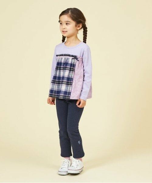 KP / ケーピー Tシャツ | KP チェック切り替えリボン付き長袖Tシャツ(80～150) | 詳細12