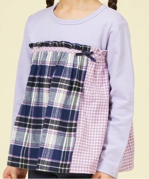 KP / ケーピー Tシャツ | KP チェック切り替えリボン付き長袖Tシャツ(80～150) | 詳細14