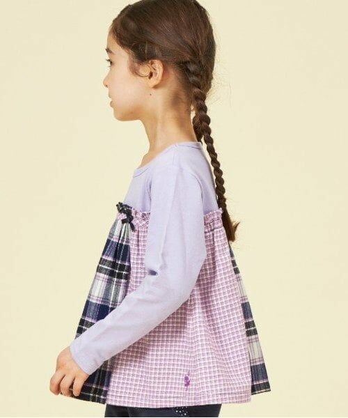 KP / ケーピー Tシャツ | KP チェック切り替えリボン付き長袖Tシャツ(80～150) | 詳細15