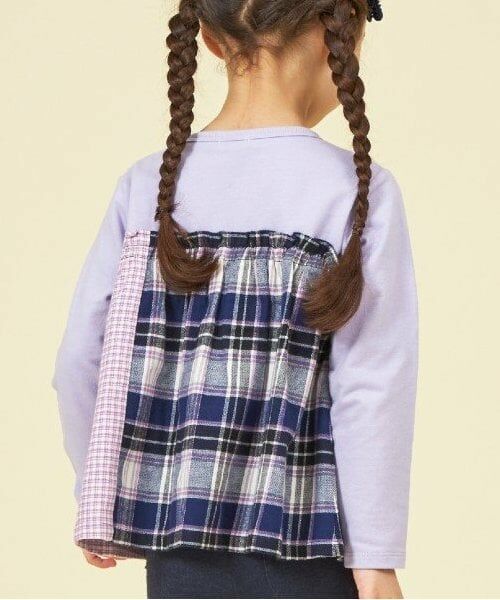 KP / ケーピー Tシャツ | KP チェック切り替えリボン付き長袖Tシャツ(80～150) | 詳細16