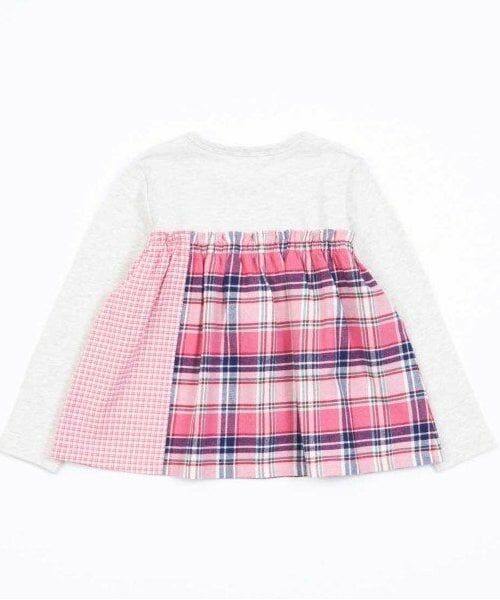 KP / ケーピー Tシャツ | KP チェック切り替えリボン付き長袖Tシャツ(80～150) | 詳細2