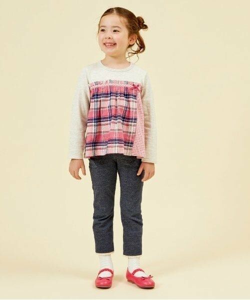 KP / ケーピー Tシャツ | KP チェック切り替えリボン付き長袖Tシャツ(80～150) | 詳細9