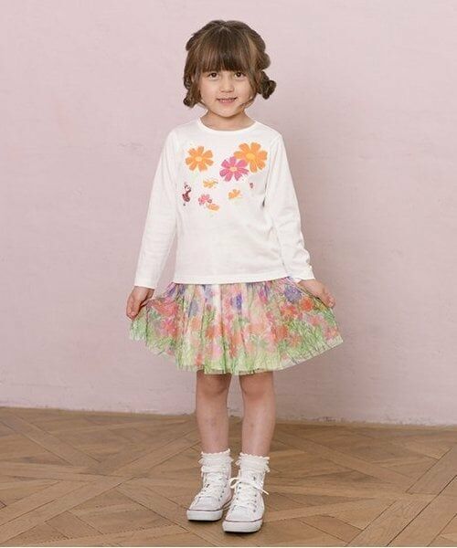 KP / ケーピー Tシャツ | KP コスモスアップリケ長袖Tシャツ(80～140) | 詳細1