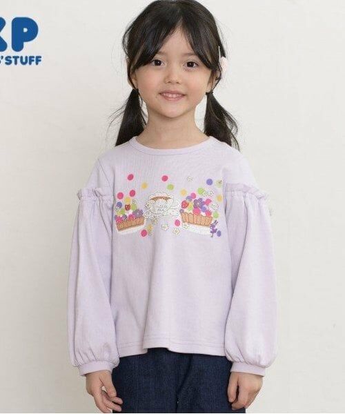 KP / ケーピー Tシャツ | KP タルトアップリケ長袖Tシャツ(90～140)（ラベンダー）