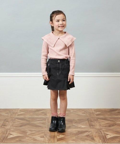 KP / ケーピー Tシャツ | KP ラメ刺しゅうビッグカラー長袖Tシャツ(90～160) | 詳細10