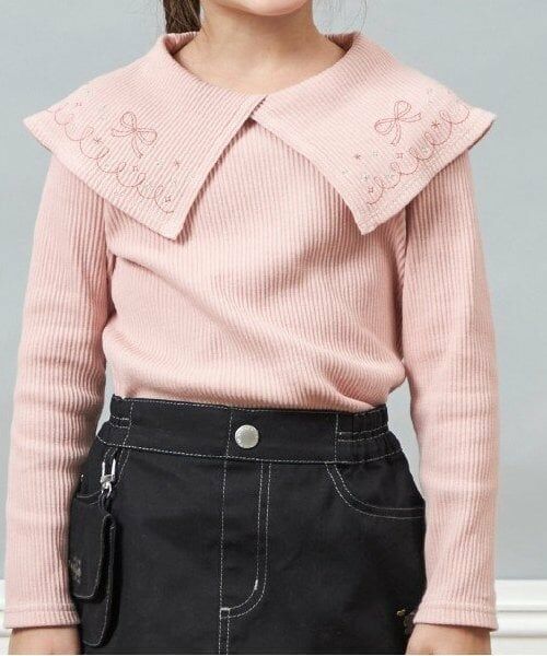 KP / ケーピー Tシャツ | KP ラメ刺しゅうビッグカラー長袖Tシャツ(90～160) | 詳細12