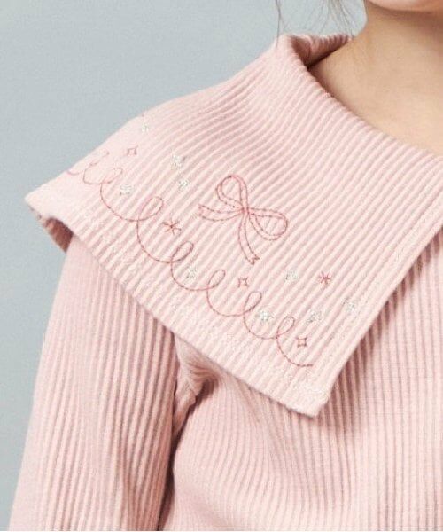 KP / ケーピー Tシャツ | KP ラメ刺しゅうビッグカラー長袖Tシャツ(90～160) | 詳細13