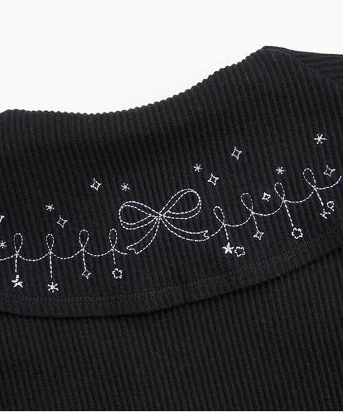 KP / ケーピー Tシャツ | KP ラメ刺しゅうビッグカラー長袖Tシャツ(90～160) | 詳細7